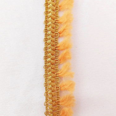 Latte Brown Tassels Trim, Gold Fringe Trim, Beaded Trim